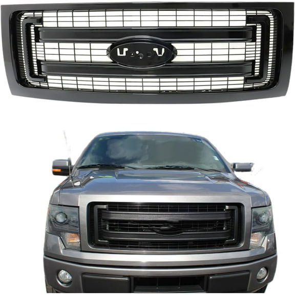 labwork Silver Frame Black Front Bumper Hood Grille 2009-2014 F-150 Model