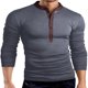 thumbnail image 1 of pstuiky camisetas de manga larga para hombre, Camiseta de manga larga con cuello alto falso de color liso para hombre, con múltiples botones y preimpregnación Tops de talla grande para hombre m, 1 of 5