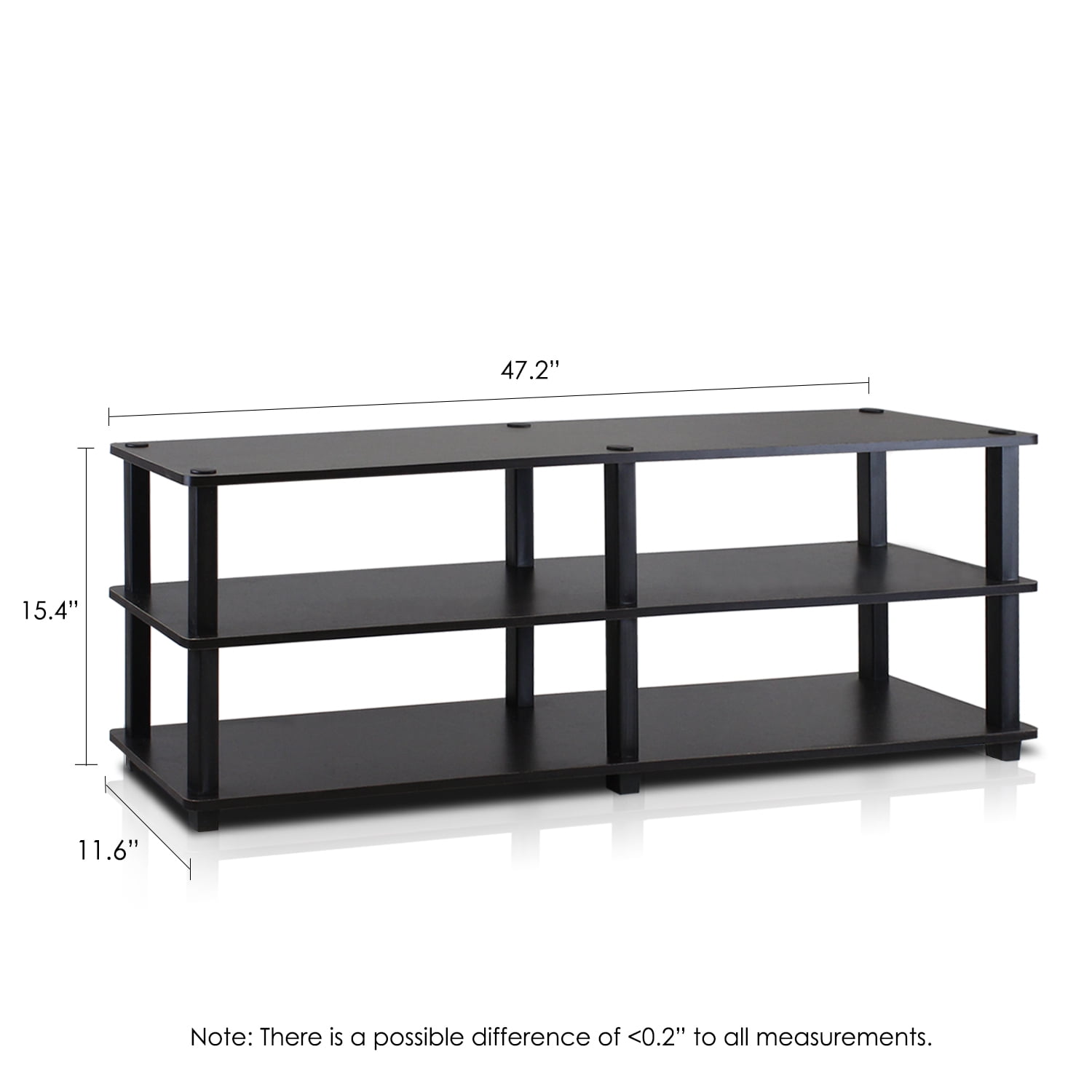 Furinno Turn - S - Tube No Tools 3 - Tier Entertainment TV Stand, Black