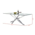thumbnail image 2 of 78" Rectangular Glass Dining Table for 6 People, Modern Tempered Glass Kitchen Table with X-Shaped Stainless Steel Legs, Dining Table for Dining Room, Living Room, Office, 2 of 7