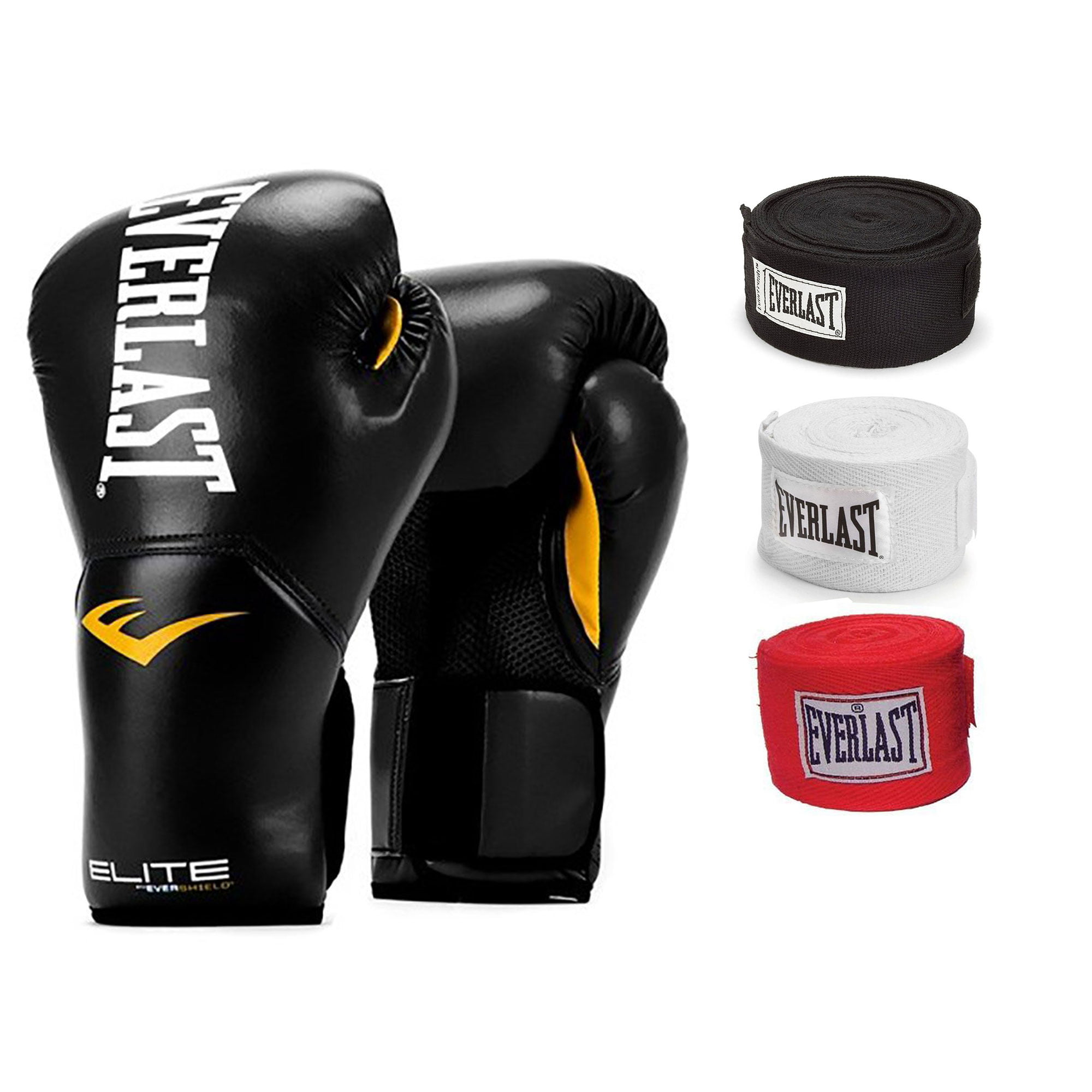 Everlast Black Elite ProStyle Boxing Gloves 14 Oz & 120-Inch Hand