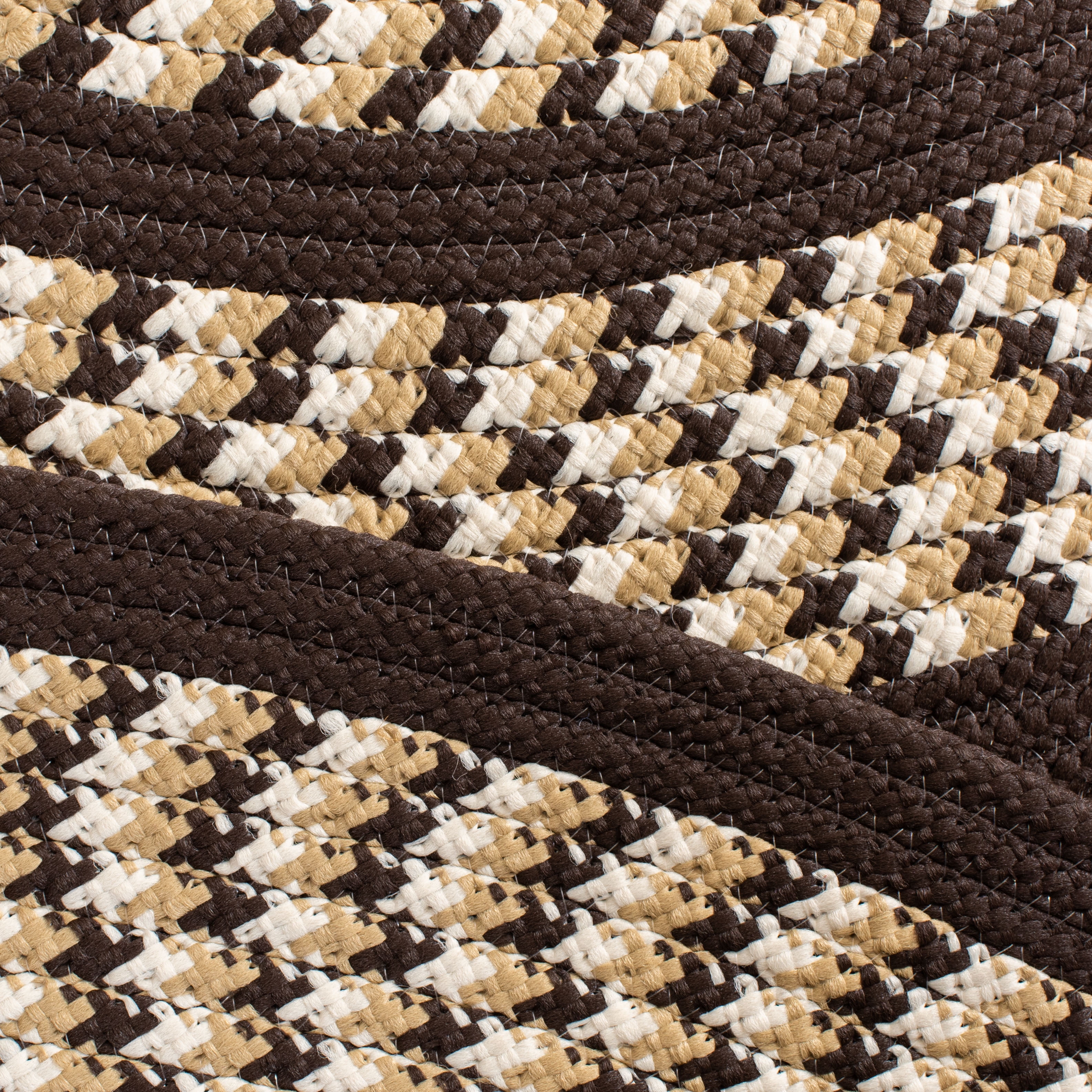 SAFAVIEH Braided Tanisha Bordered Reversible Runner Rug, Ivory/Dark Brown, 2'3" x 8' Oval