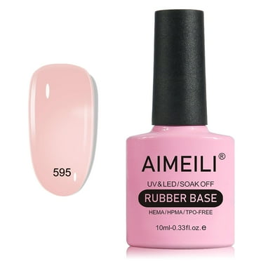 AIMEILI 5 in 1 Rubber Base Gel For Nails, Sheer Color Gel Nail Polish UV LED Soak Off, Elastic Rubber Base Coat Nail Strengthener Nail Rhinestones Glue Gel - (595) 10ml