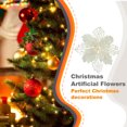 thumbnail image 2 of Matsuzay 10 piezas de flores artificiales de Navidad, flor de Pascua con purpurina, flor falsa reutilizable, manualidades DIY, fiesta de boda, Año Nuevo Kits de decoración para fiestas blanco Matsuzay HA008610-04, 2 of 6