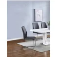 thumbnail image 4 of Gray Faux Leather Dining Chair Set of 4, Chrome Metal Legs Dining Room Kitchen Chair Set, 4 of 5