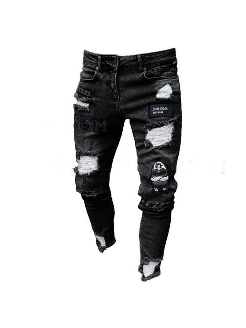 Sunisery Men Stretchy Ripped Skinny Biker Hip Hop Jeans