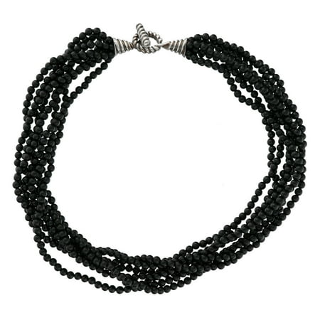 Tiffany & Co Sterling Silver 925 Black Onyx Bead Choker Necklace 16.5"