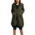 thumbnail image 2 of UTSJKR Long Hoodies for Women Zip Up Double Zipper Fleece Jacket Spring Hooded Tunic Sweatshirts Warm Winter Coat with Pockets Army Green XXL, 2 of 10