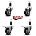 thumbnail image 2 of 3 Inch Black Poly Swivel 1-3/8 Inch Expanding Stem Caster Set 2 Brakes, 2 of 2