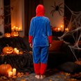 thumbnail image 4 of Spider Hero Fleece Cosplay Onesie Jumpsuit, Full Zip Hooded Web Print Pajamas Sleepwear for Adults Cosplay Party, 4 of 8
