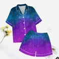 thumbnail image 5 of ASFGIMUJ Women Two Piece Pajamas Sets Print Short Sleeve Turndown Shirt And Shorts Set Summer Loungewear Sets Home Wear, 5 of 6