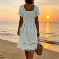 thumbnail image 6 of Ovbmpzd Sundresses Plus Size Summer&nbsp;Dresses&nbsp;for Women 2026 Plain Flowy Orange Square Neckline A-Line Long Casual&nbsp;Dresses&nbsp;for Women,XXXL, 6 of 6