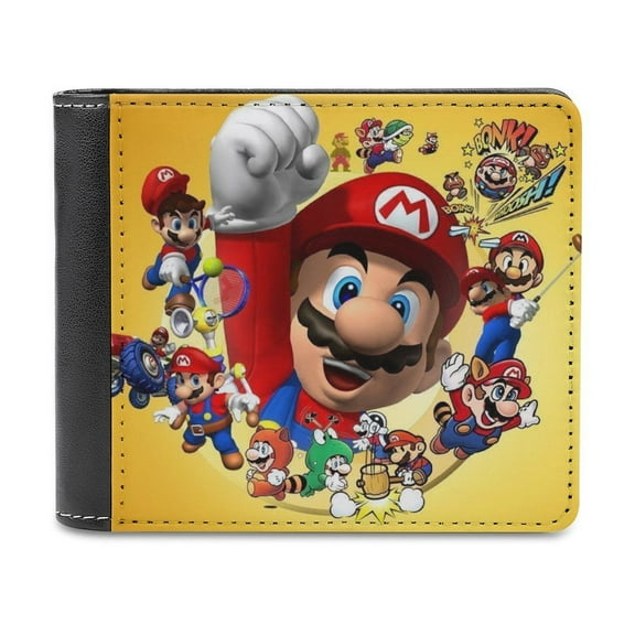 Super Mario PU Leather Wallet With Card Slots Bifold Wallet Money Organizers Holder Gift For Men And Women