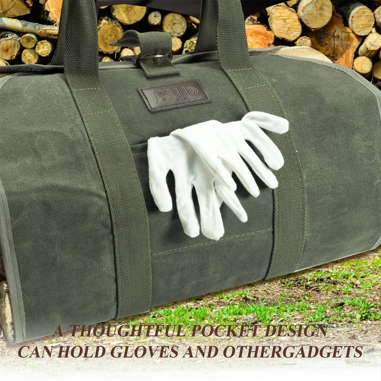 GEX Firewood Fireplace Carrier Logs Tote Holder 20 oz Waxed Canvas Sturdy Bag with Handles for Camping Indoor Outdoor GEX Firewood Fireplace Carrier Logs Tote Holder 20 oz Waxed Canvas Sturdy Bag with Handles for Camping Indoor Outdoor