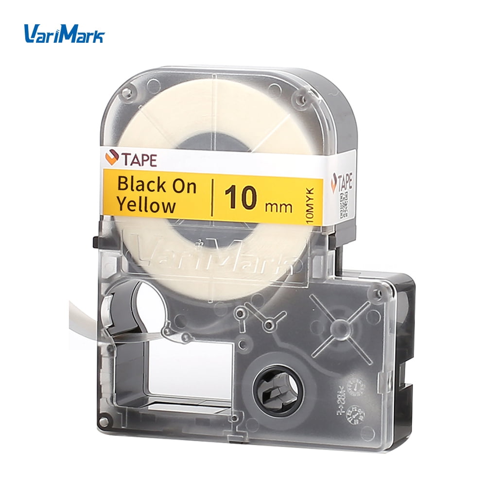 VariMark Self-Adhesive Label Tape Self-Laminating Labels Replacement Label Maker Black on Yellow 0.39 Inch(10mm)x27.9 Feet(8.5m) Waterproof and ...