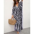 thumbnail image 2 of Alsol Lamesa Women's Summer Swimsuit Cover Ups Zebra Stripes Beach Dresses Bikini Bathing Suit Cover Up Plus Size Kimono Kaftan Dress, 2 of 7