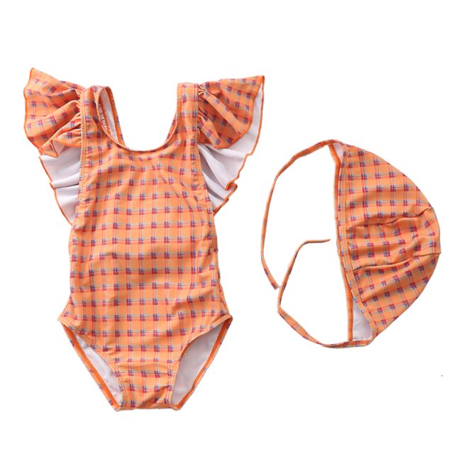 Baby Girl Swimsuit Cute One Piece Bathing Suit with Sun Protection Ruffles Swimwear (9M-6T)