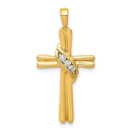 Diamond2Deal 10K Yellow Gold AA Diamond Cross Pendant