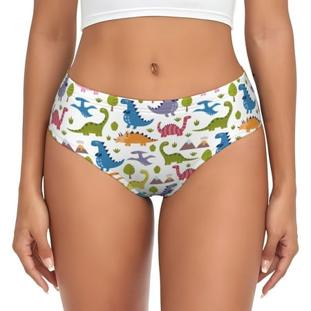 Womens Underwear - cute dinosaur AD No Show Seamless Underwear for Women  Soft Stretch Womens Panties  Hipster Ladies Panties Bikini Underwear Briefs