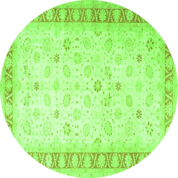 Ahgly Company Indoor Round Oriental Green Traditional Area Rugs, 4' Round