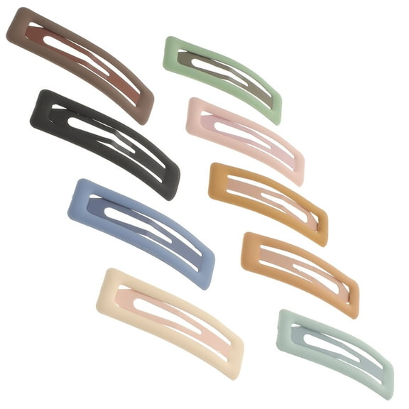 KONTONTY 9Pcs Metal Hair Clips Snap Barrettes Simple Design Assorted Color Hair Accessories