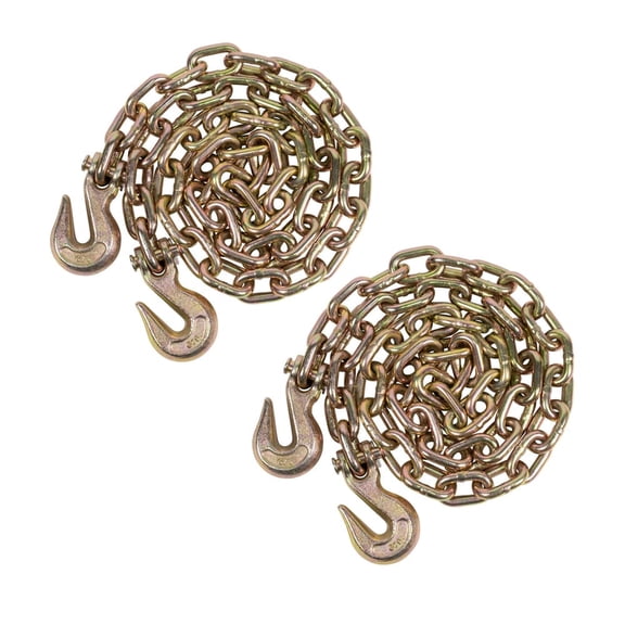 2 Pack 1/2 Inch x 20 FT Grade 70 Binder Chain with Clevis Grab Hooks - G70 Transport Tow Chain - 11,300 Lbs Working Load Limit
