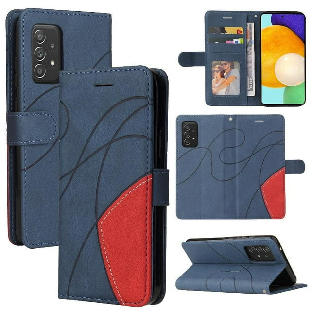 GANGXUN Flip Case for Samsung Galaxy A52/A52S – Leather Wallet Cover with Card Slots, Kickstand & Color Stitching Protective Folio