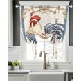 thumbnail image 5 of Retro Rooster Tie Up Curtains for Window, Thermal Insulated Balloon Shade Adjustable Rod Pocket Curtains Valance Panels for Kitchen Bathroom Cafe 42 x 63 Striped Farmhouse Watercolor Animals, 5 of 6