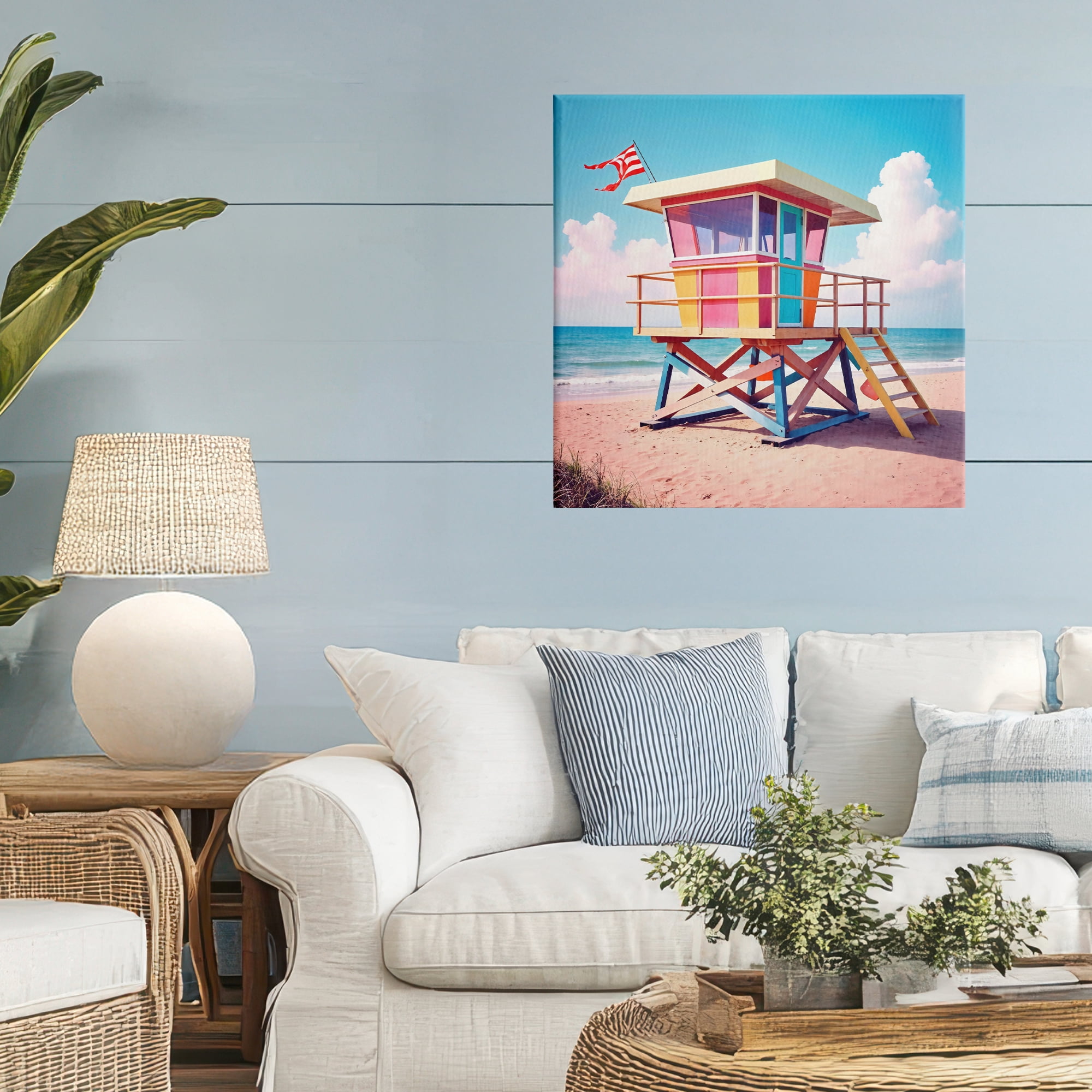 Stupell Industries Colorful Sunny Beach Tower Canvas Wall Art, design by Creative Studio