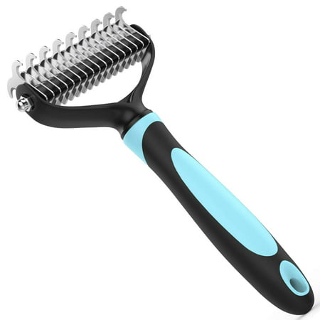 Pet Dematting Comb - Stainless Steel Pet Grooming Tool for Dogs and Cats, Gently Removes Loose Undercoat, Mats, Tangles and