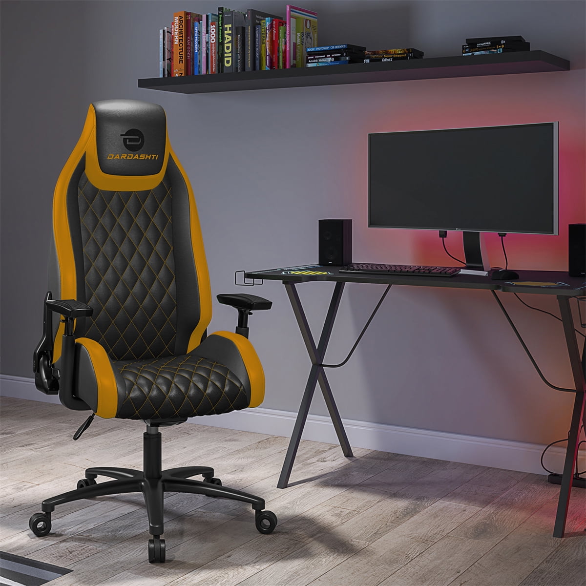 Gaming Chair Ergonomic Computer Office Chair with Armrest and Footrest
