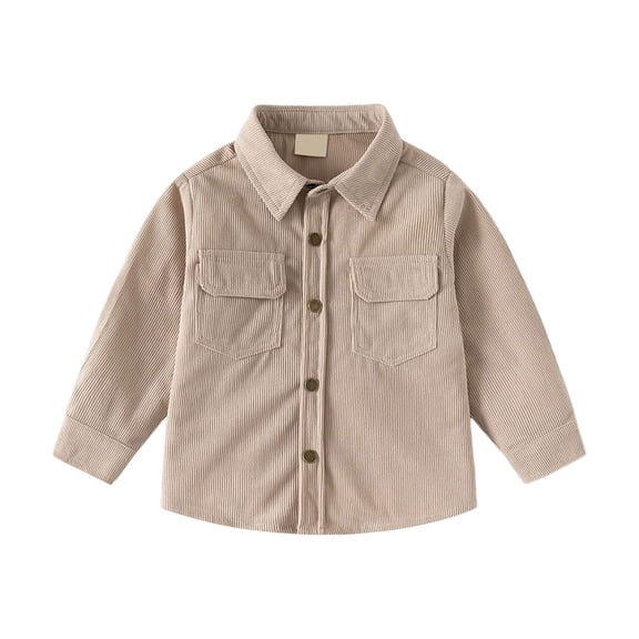 TIREOW Girls and Boys Corduroy Shirts Jackets Collared Button Front Solid Color Shirts Coat Spring Autumn Casual Shirts Top