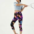 thumbnail image 6 of Sakmal Women Capris Yoga Slim Leg Workout Elastic Waist Butterfly Print Mid Rise 7/8th Capris, 6 of 8