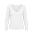 thumbnail image 5 of Warop Long Sleeve Shirts for Women Solid Color Patchwork Low V Neck Basics Crop Tops Casual Slim Fitted Fall Outfits Clothes, 5 of 5