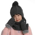 thumbnail image 2 of 2-5 Years Kids Winter Hat Warm Knit Thick Ski Cap with Scarf Gloves Set for Girls Boys, 2 of 3