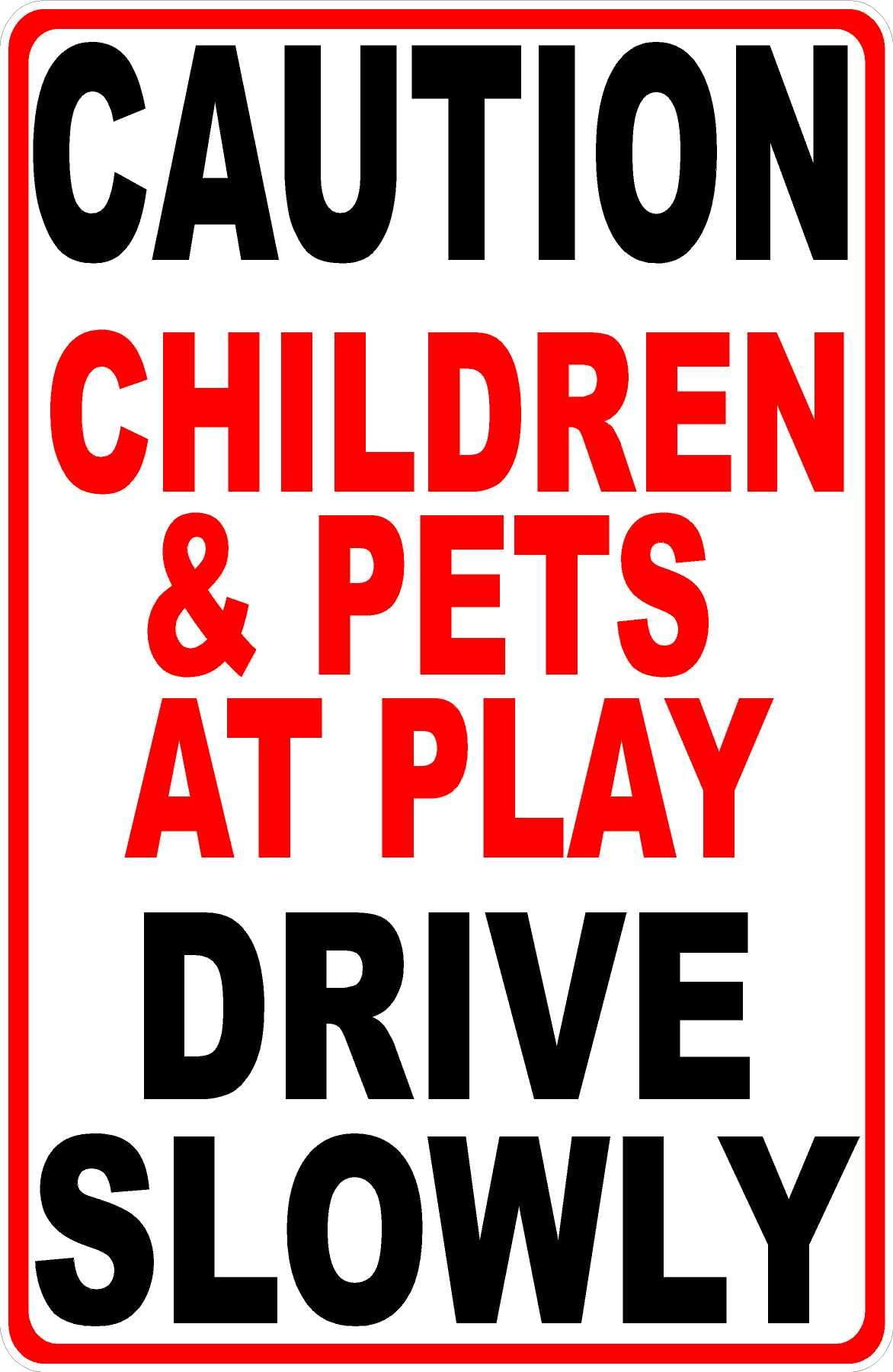 Victorian Card Premium Brushed Aluminum Sign Slow Down Children Playing CGSignLab 5-Pack 27x18