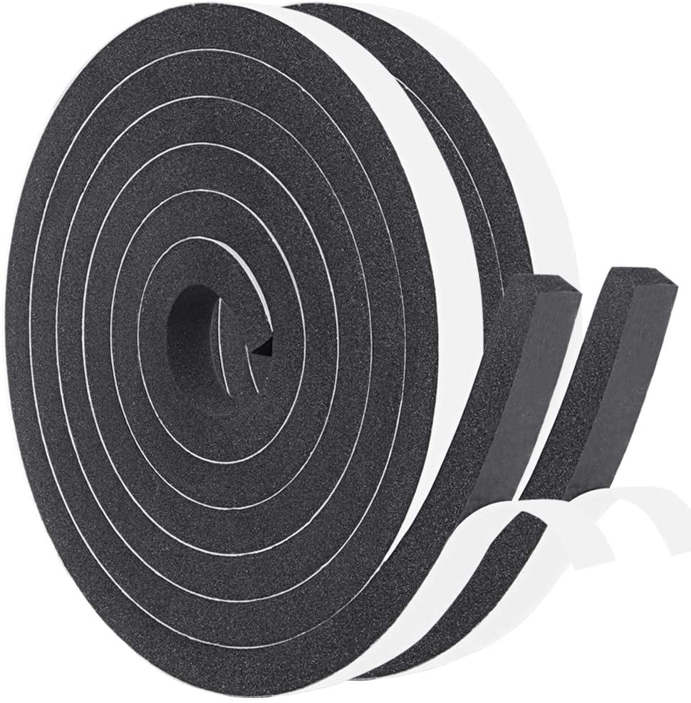 16.5ft x 2 Rolls Foam Strips with Adhesive-2 Rolls 1 Inch Wide X 1/8 Inch Thick,Neoprene Weather Stripping High Density Foam Tape Seal for Doors and Windows Insulation,Total 33 Feet Long 