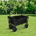 thumbnail image 3 of 100L Beach Wagon, Foldable Wagon with 220Lbs Large Capacity, Collapsible Wagon Cart Heavy Duty for Grocery Outdoor Beach Gardening Sports Camping Shopping Fishing, Black, 3 of 5