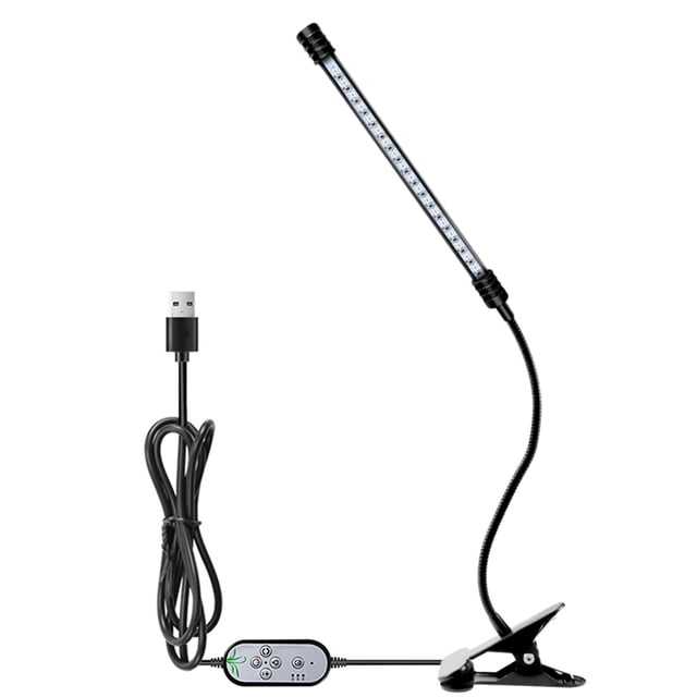 Lampe de Croissance pour Plantes USB Rouge et Bleue à Spectre Complet, Angle d'Éclairage Réglable, Pince de Bureau, Lampe de Culture pour Plantes d'Intérieur, 5 Niveaux de Gradation, Minuterie 4/8/12 H