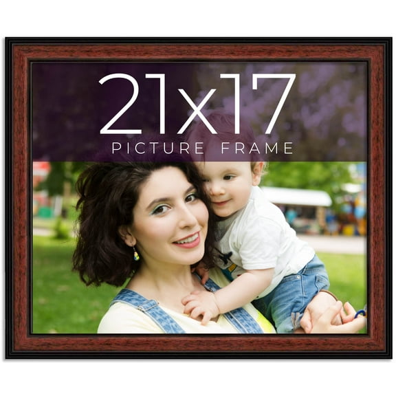 21x17 Frame Executive Brown Round Mahogany Finish Solid Wood Picture Frame | 1.25 Inch Moulding