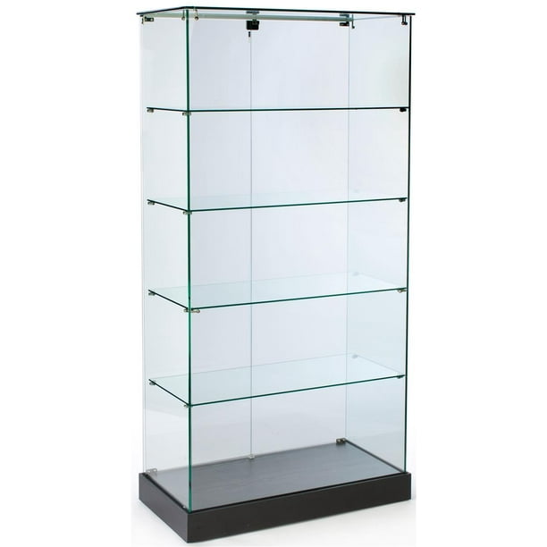 Glass Display Case And Black MDF Base, With Hidden Wheels And Hinged ...