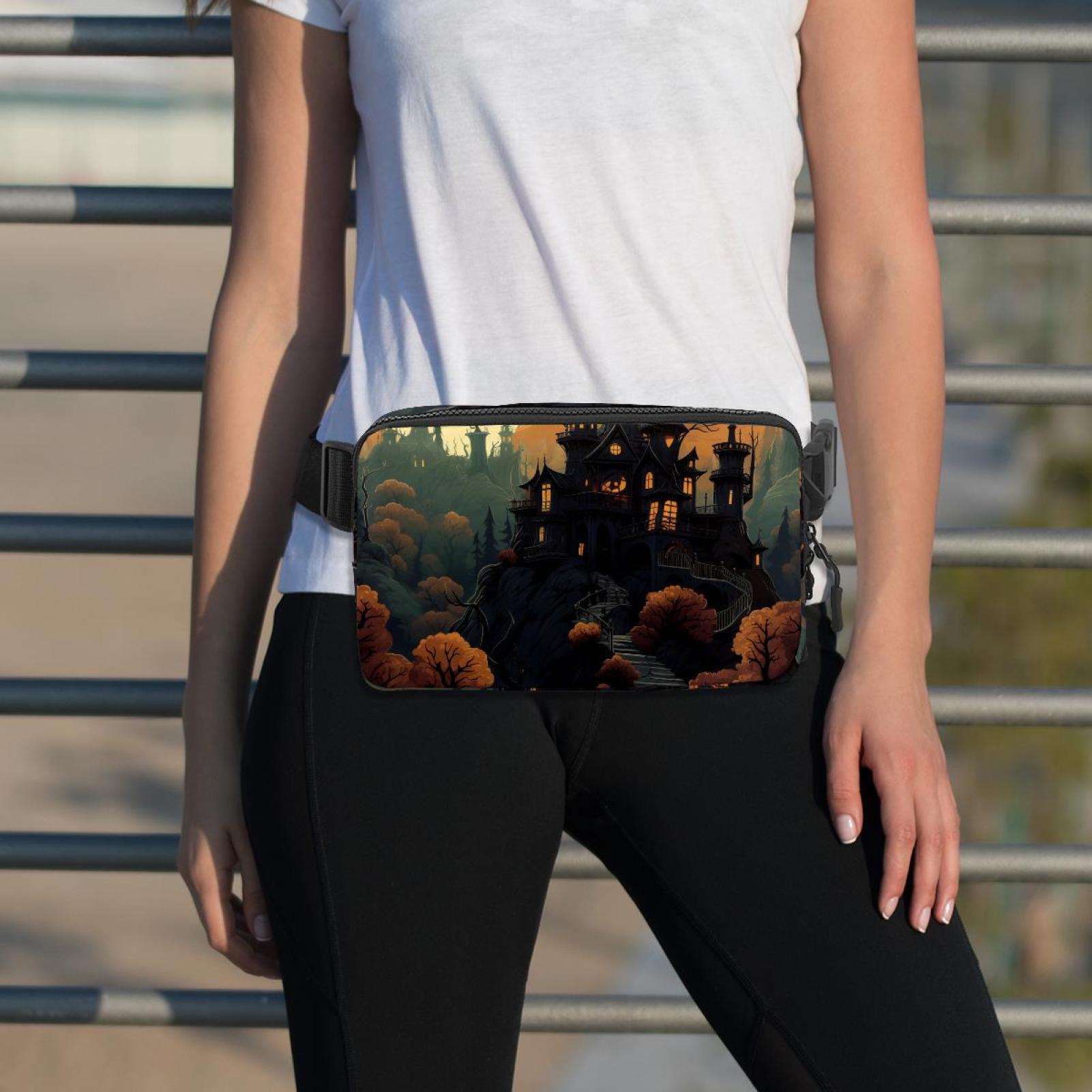 Halloween Castle Lightweight Adjustable Crossbody Bag with Extension Strap - Unisex Fanny Pack Waist Pack Cross Body Bag
