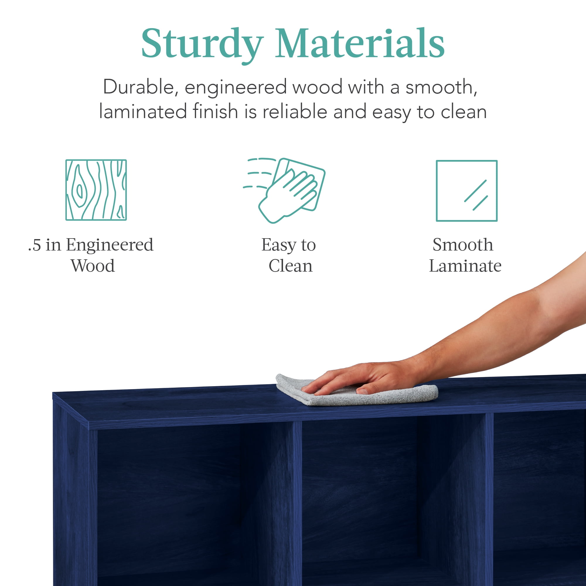 Best Choice Products 6-Cube Bookshelf, 13.5in Display Storage System, Organizer w/ Removable Back Panels - Navy