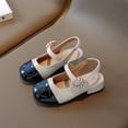 thumbnail image 2 of Girls Mary Jane Sandals White with Pearl Accent, Adjustable Ankle Strap Closed-Toe Sandals for Kids, Dress & School Shoes for Girls 4-10 Years,Size 2 M, 2 of 7