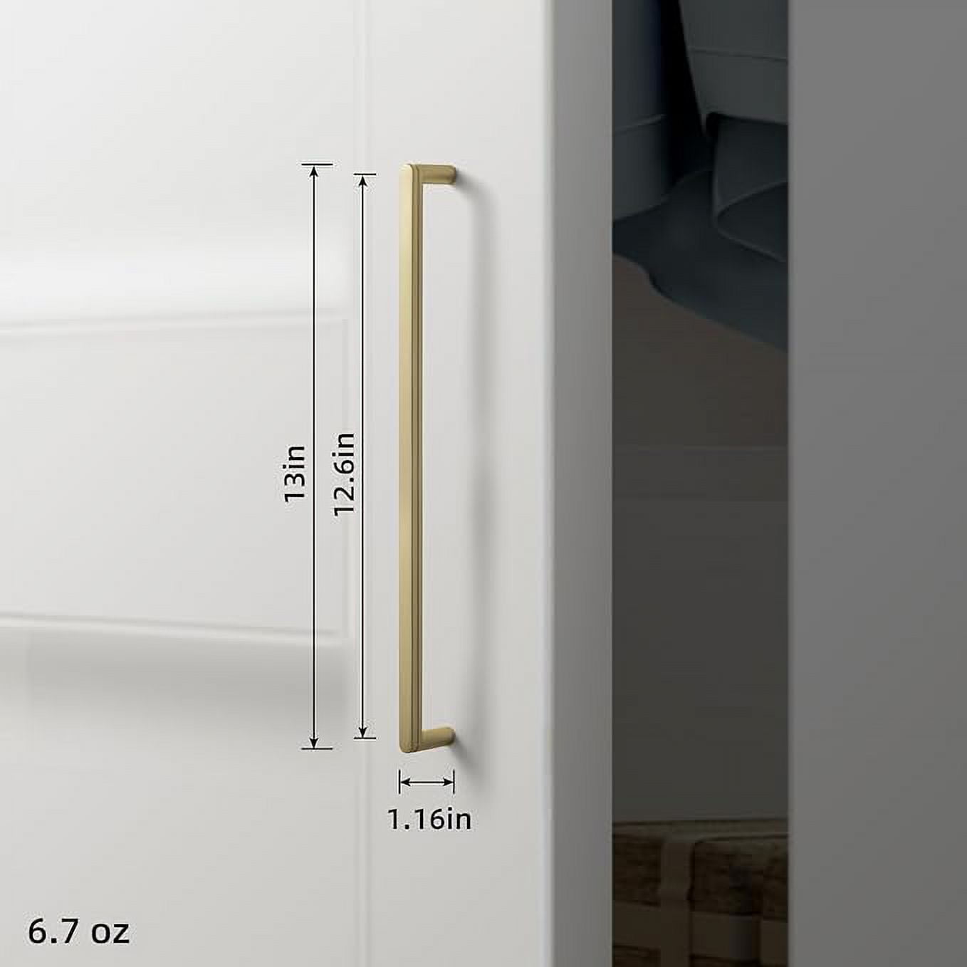 Goo-Ki 12 5/8" Center to Center Brushed Brass Kitchen Cabinet Handles, Modern Carved Drawer Pulls Closet Hardware for Bedroom(6 Pack)