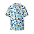 thumbnail image 2 of Lsque Golden Blue Snowflakes print Men's Cuban Collar Short Sleeve Shirt Summer Beachwear Casual Button Down Fashionable Vacation Leisure Shirt-Small, 2 of 7