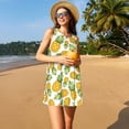 thumbnail image 3 of Vsdgher Robes d'Été Imprimé Ananas pour Femmes Robe de Plage Décontractée Col en U Sans Manches Robe d'Été Ample avec Poche, 3 of 7