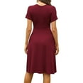 thumbnail image 2 of Women's Summer Sundress Casual Short Sleeve V-Neck Short Party Dress with Pockets, 2 of 5