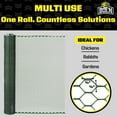 thumbnail image 3 of Boen - Plastic Hex Chicken Wire Mesh Temporary Fence Roll (3' x 50' - Green) - Plastic Fence Poultry Netting for Temporary or Semi Permanent Enclosures, Deer Netting Fence, Construction Fencing, 3 of 7