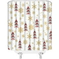 thumbnail image 4 of Merry Xmas Shower Curtain Colorful Xmas Tree Snowflake Creative Abstract Tree Winter Holiday Cartoon Pattern for Kids Home Bath Decor Fabric Curtain with 12 Hooks, 70x70 Inch, Red Yellow White, 4 of 4